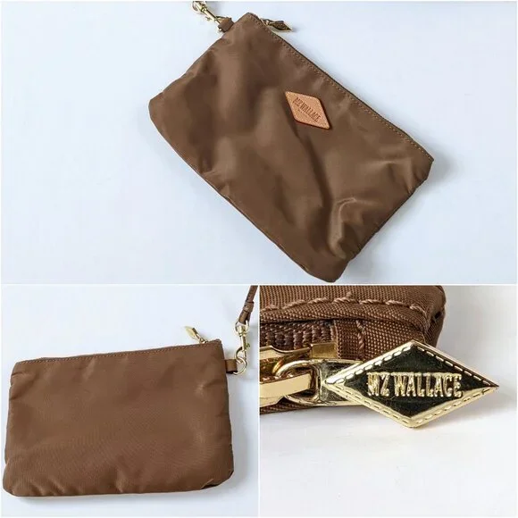 MZ Wallace Brown Nylon & Leather Trimmed Satchel Shoulder Bag With Pouch - Picture 11 of 16